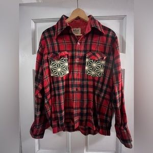 Selkirk Flannel Shirt Altered With Artist Patches Medium